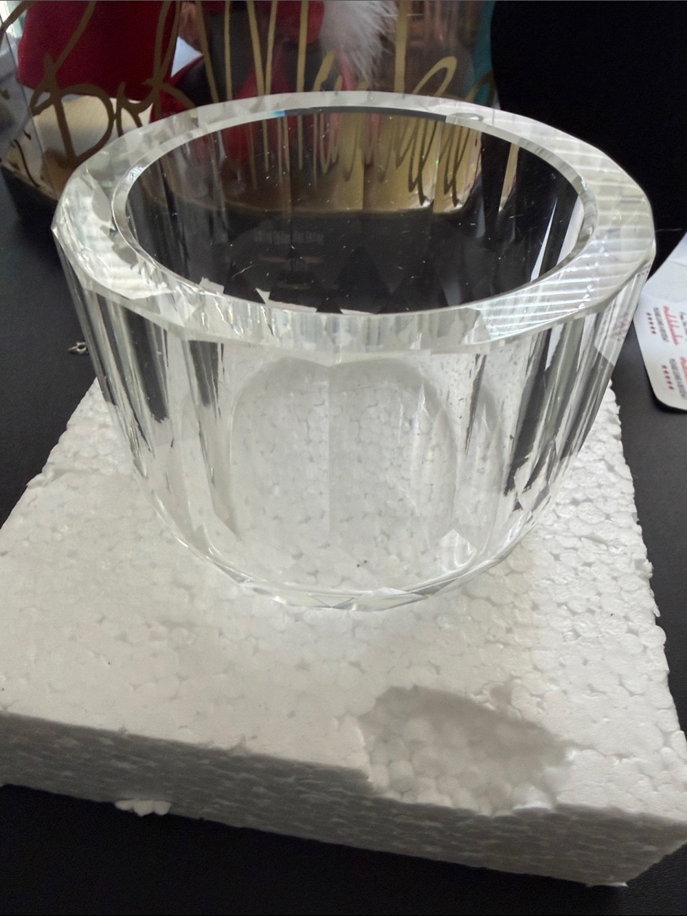 NIB Clear Faceted Crystal bowl  - Thick Cut Glass